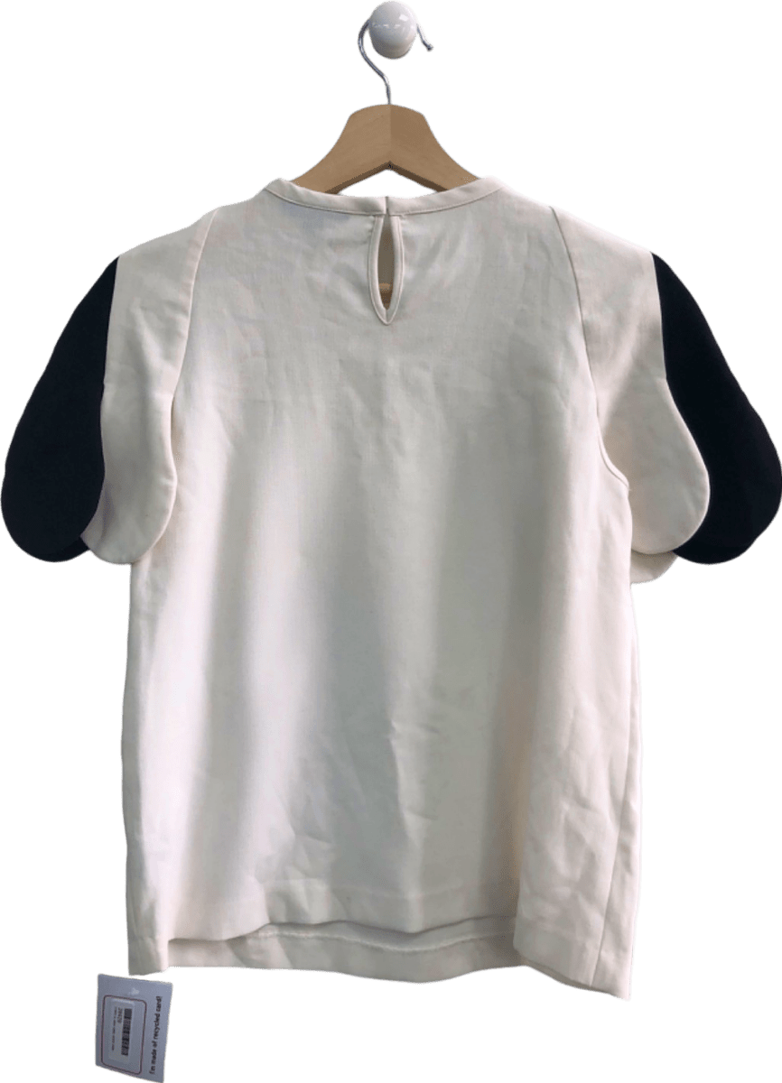 Victoria Beckham X TARGET White/Black SCALLOP Short Sleeve Top UK XS - Reliked