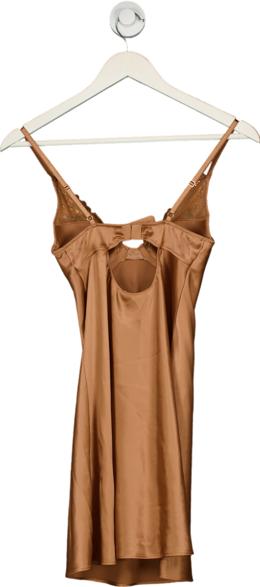 Victoria's Secret Brown Sequin Lace Trim Chemise Dress UK XS - Reliked