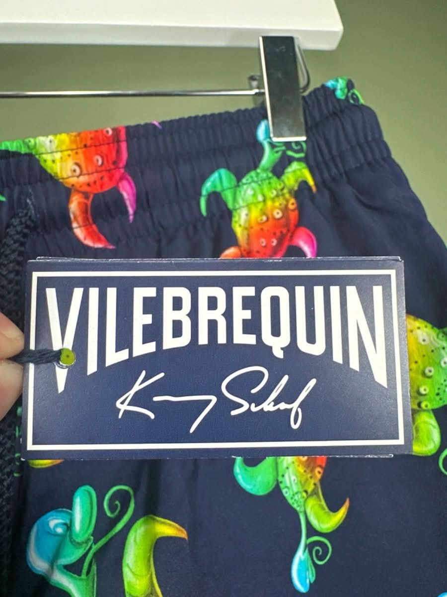Vilebrequin X Kenny Scharf Ltd.Edition Blue Moorise Turtle Print Swim Shorts UK L - Reliked