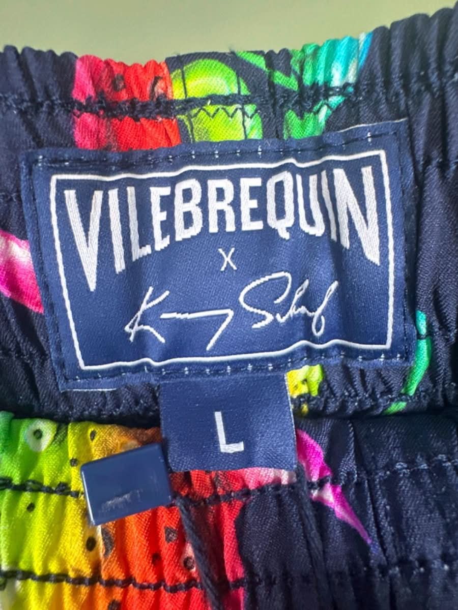 Vilebrequin X Kenny Scharf Ltd.Edition Blue Moorise Turtle Print Swim Shorts UK L - Reliked