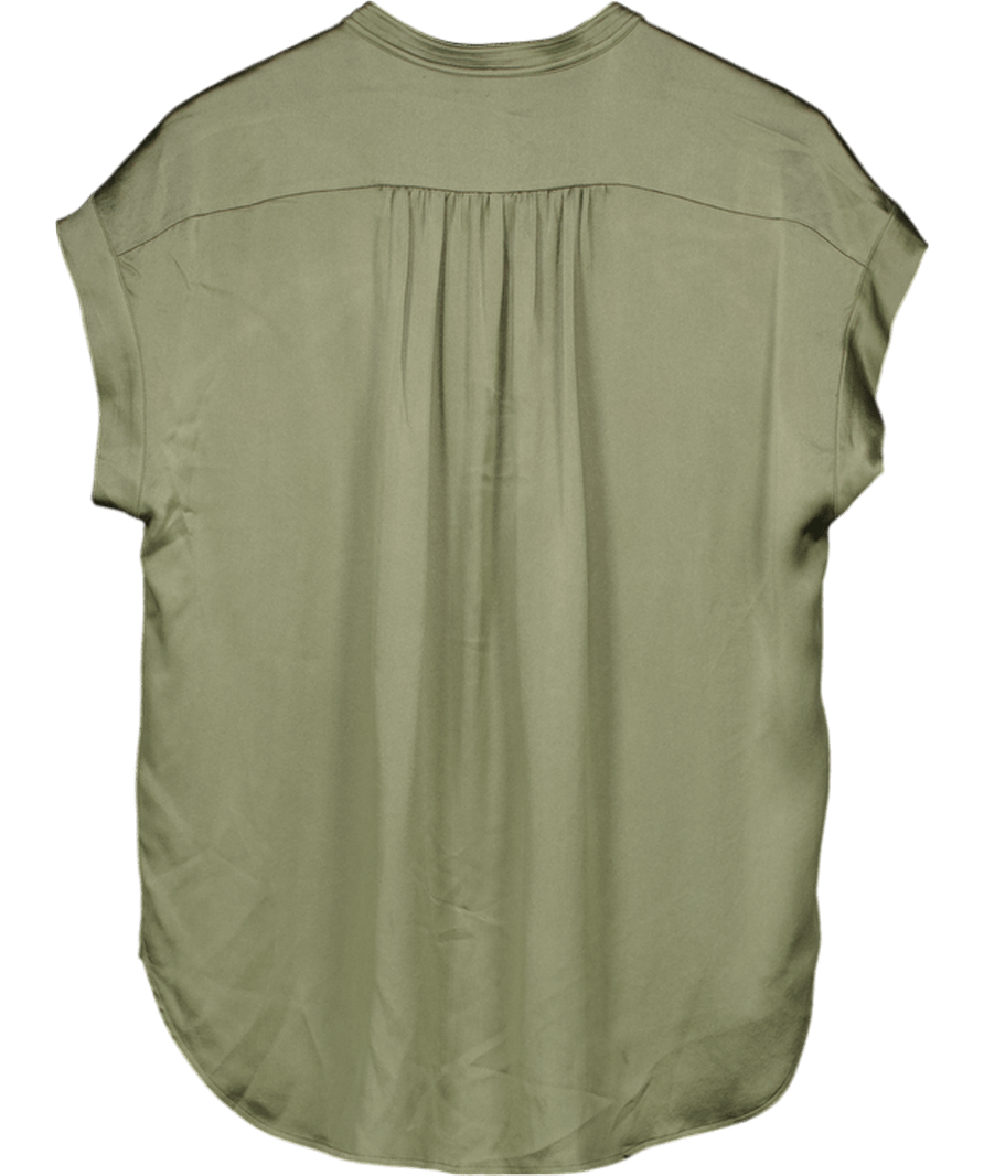 Vince Green Khaki Silk Sleeveless Top UK M - Reliked