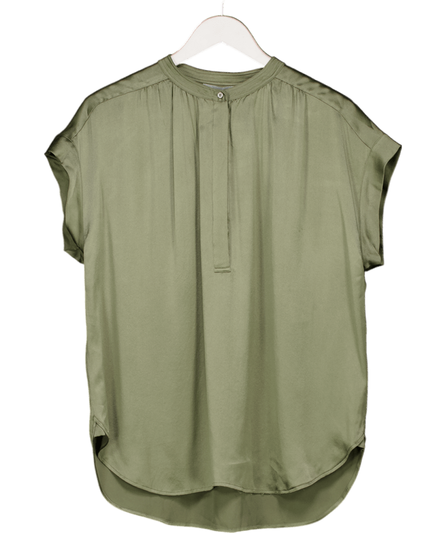 Vince Green Khaki Silk Sleeveless Top UK M - Reliked