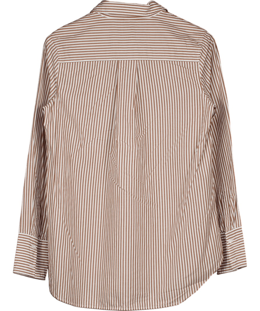 VIVERE Oversized Shirt In Brown & Cream Stripe UK 6 - Reliked
