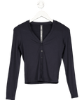 Vuori Black Long Sleeve Pose Mini Cardigan UK XS - Reliked