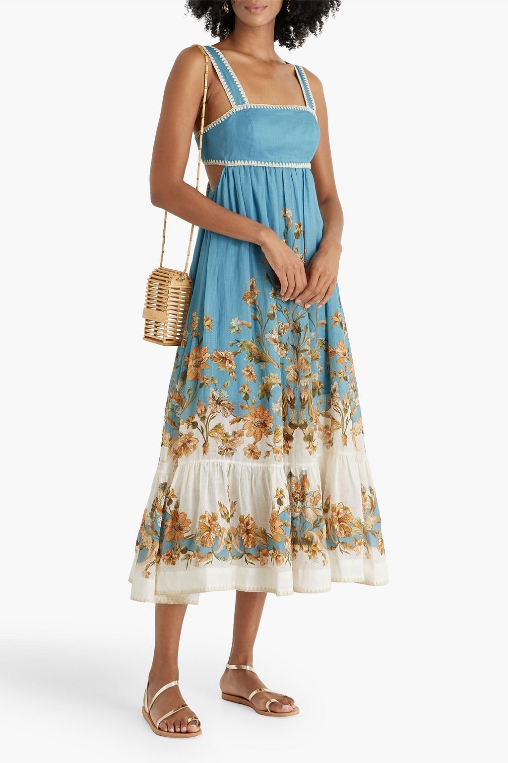 Zimmermann Blue Chintz Tiered Midi Dress UK 10