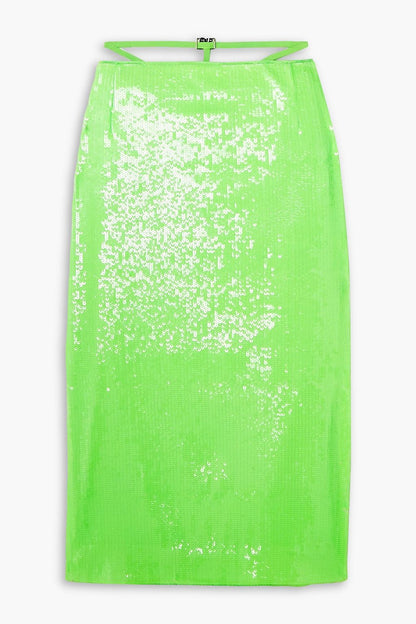 Rotate Sequins midi skirt Green UK 8