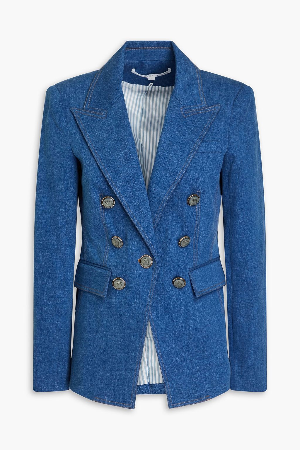 Veronica Beard Blue Naira Dickey Double-breasted Denim Blazer UK XS