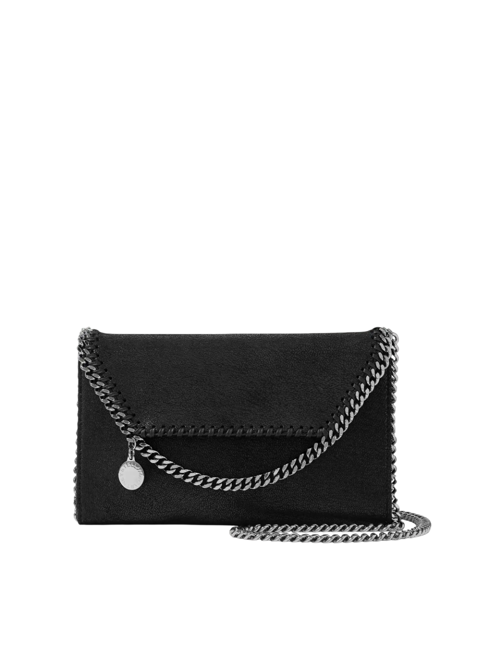 Stella McCartney The Falabella Mini Vegetarian Textured-leather Shoulder Bag - Black / Silver