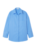 FAITHFULL THE BRAND Blue Clemente Oversized Pinstriped Organic Cotton-poplin Shirt UK 8