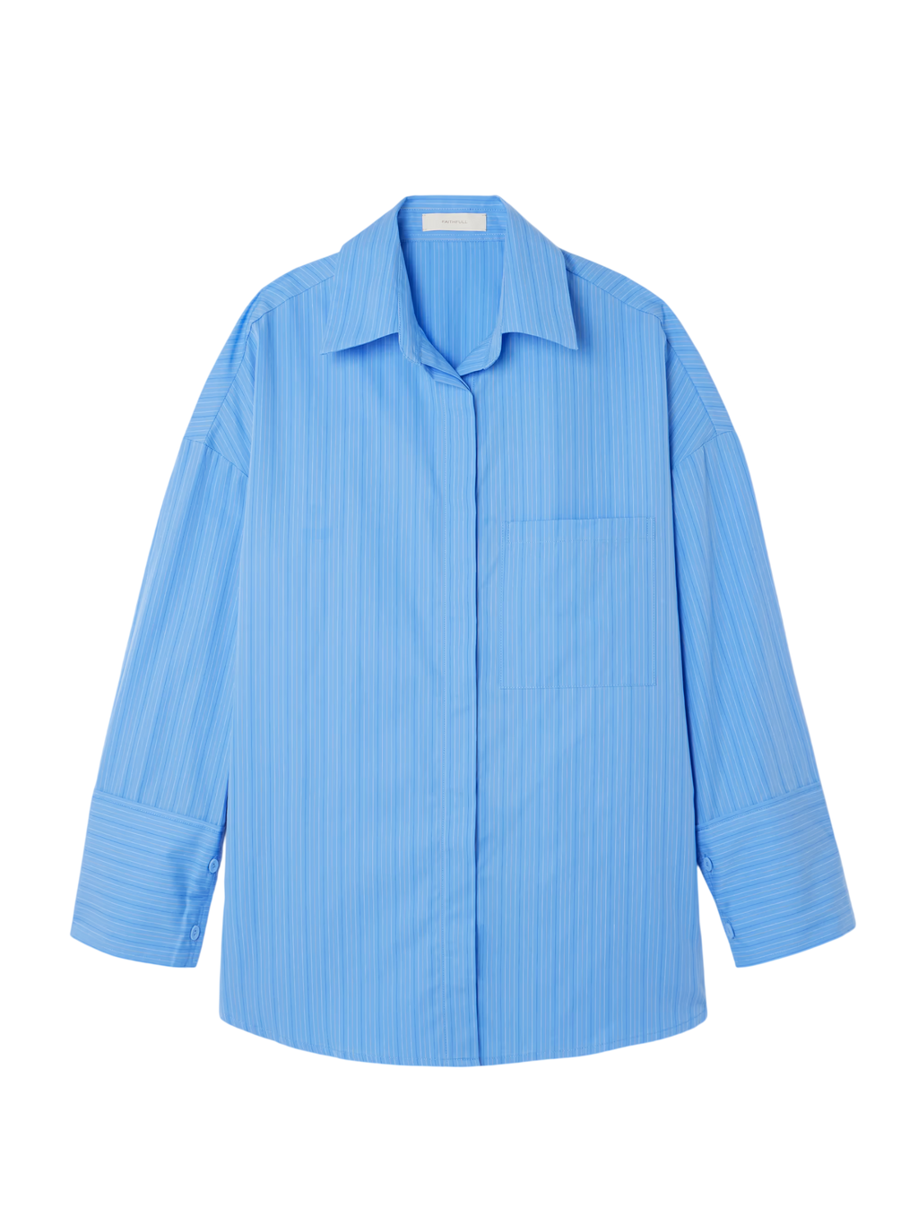 FAITHFULL THE BRAND Blue Clemente Oversized Pinstriped Organic Cotton-poplin Shirt UK 8