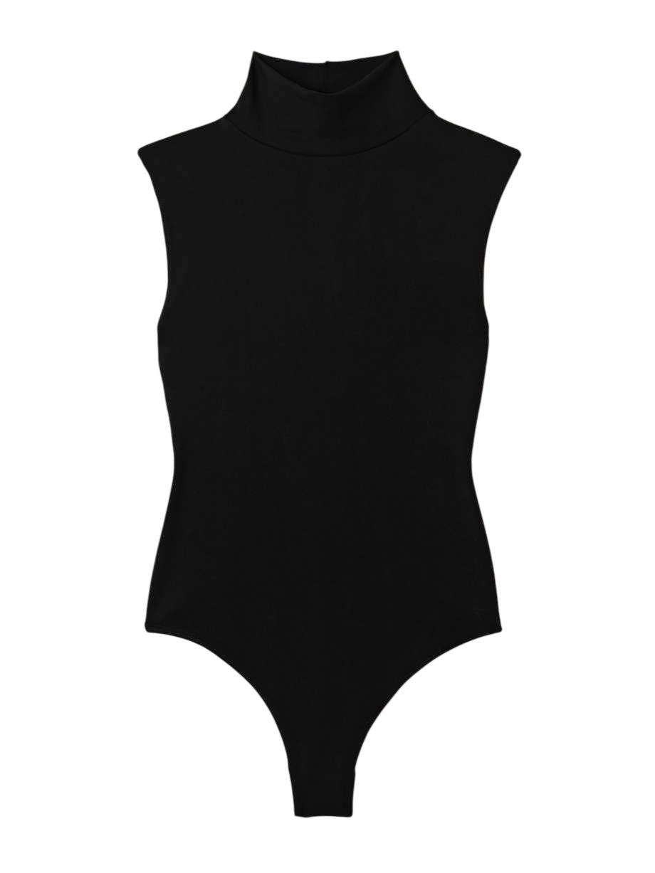 THE PARK Black Joyce Power 3 Turtleneck Thong Bodysuit UK M