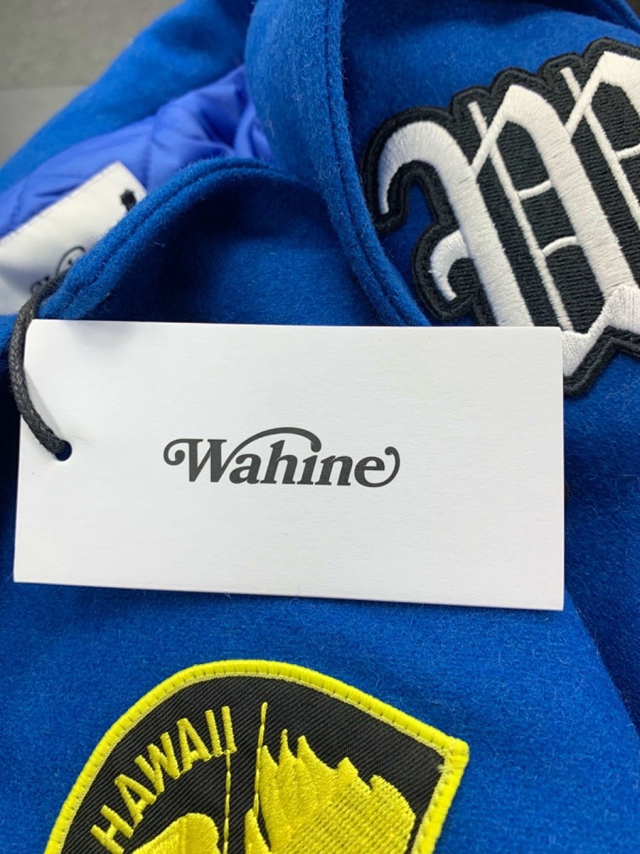 Wahine Blue Embroidered Varsity Jacket UK XS - Reliked