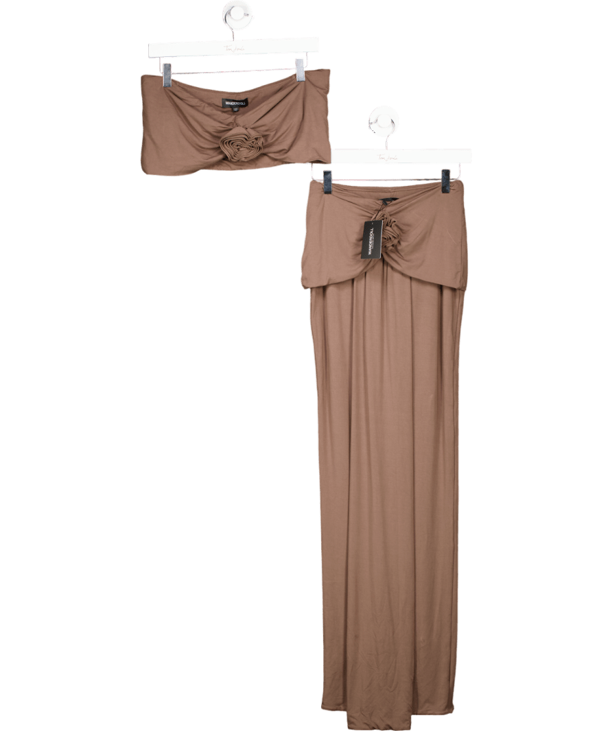 WANDERDOLL 2 - piece Brown Belle Bandeau Top And Maxi Skirt Set UK XS - Reliked