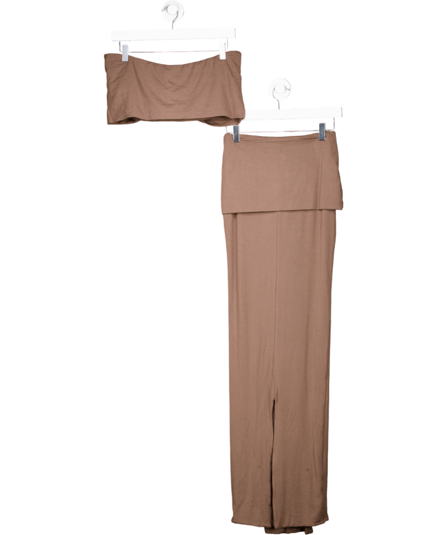 WANDERDOLL 2 - piece Brown Belle Bandeau Top And Maxi Skirt Set UK XS - Reliked