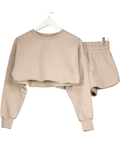 WANDERDOLL Beige 2 - piece Cropped Sweatshirt And Shorts Set UK S - Reliked