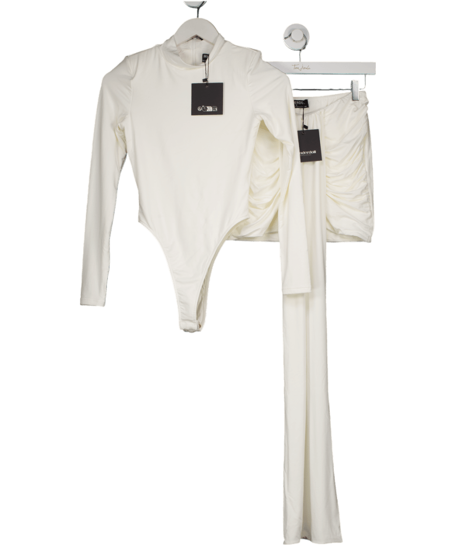 WANDERDOLL Ivory White 2 - piece Nara Drape Maxi Skirt (uk M) And Long Sleeve Bodysuit UK S - Reliked