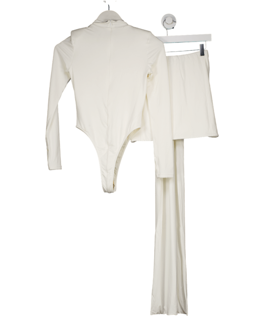 WANDERDOLL Ivory White 2 - piece Nara Drape Maxi Skirt (uk M) And Long Sleeve Bodysuit UK S - Reliked