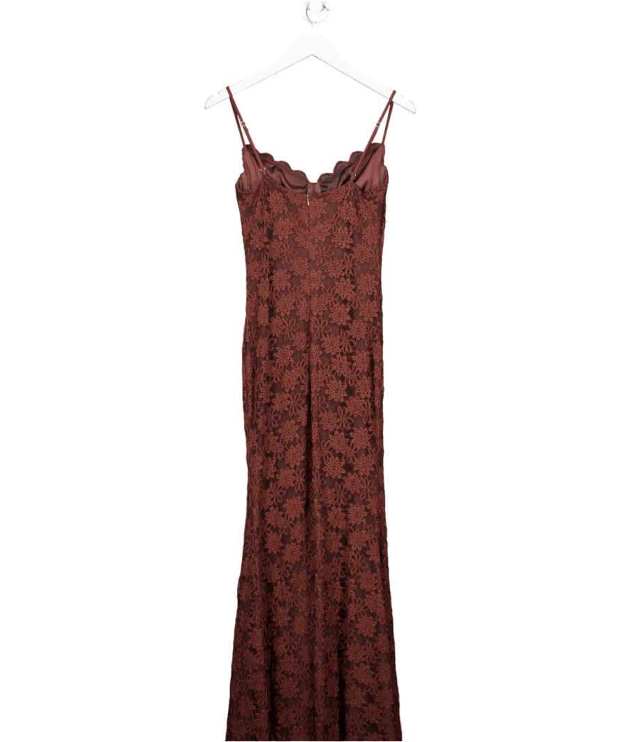 WANDERDOLL Leah Lace Maxi Dress - Chocolate Brown UK M - Reliked