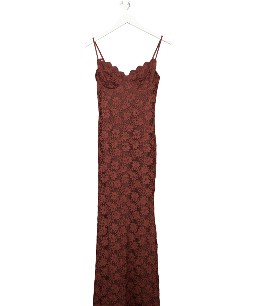 WANDERDOLL Leah Lace Maxi Dress - Chocolate Brown UK M - Reliked