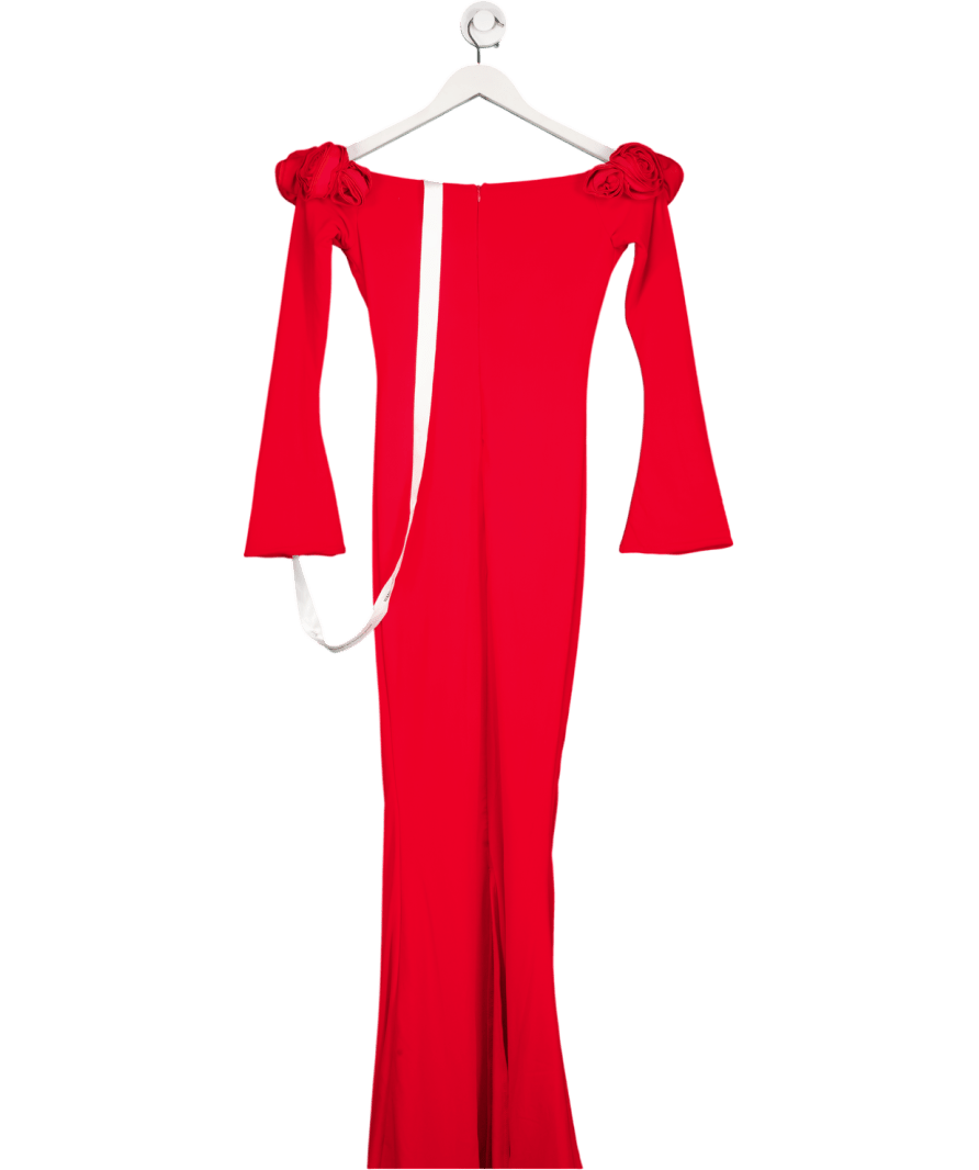 WANDERDOLL Red Ainsleigh Bardot Rose Maxi Dress UK XS - Reliked