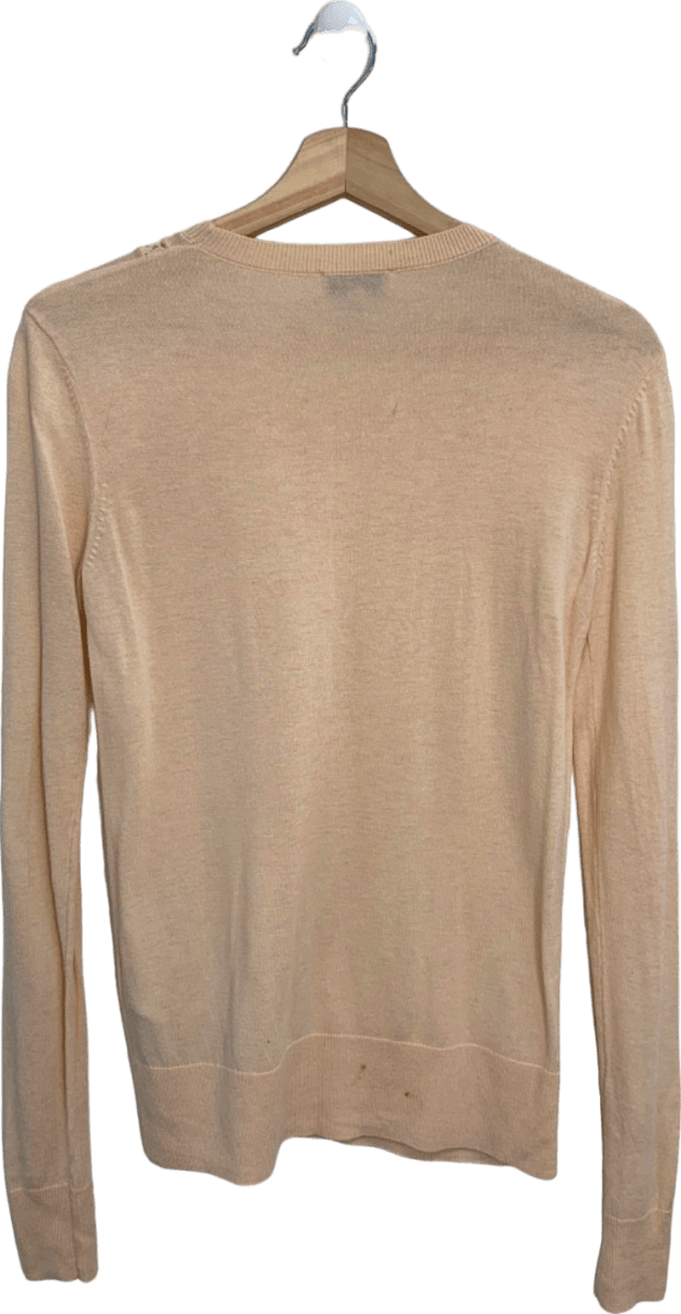 Warehouse Beige Lace Bow Detail Jumper UK 8 - Reliked