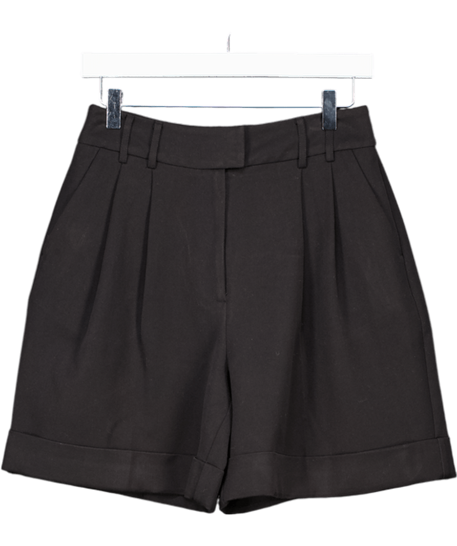 Warehouse Black Pleated Tailored Shorts UK 10 - Reliked