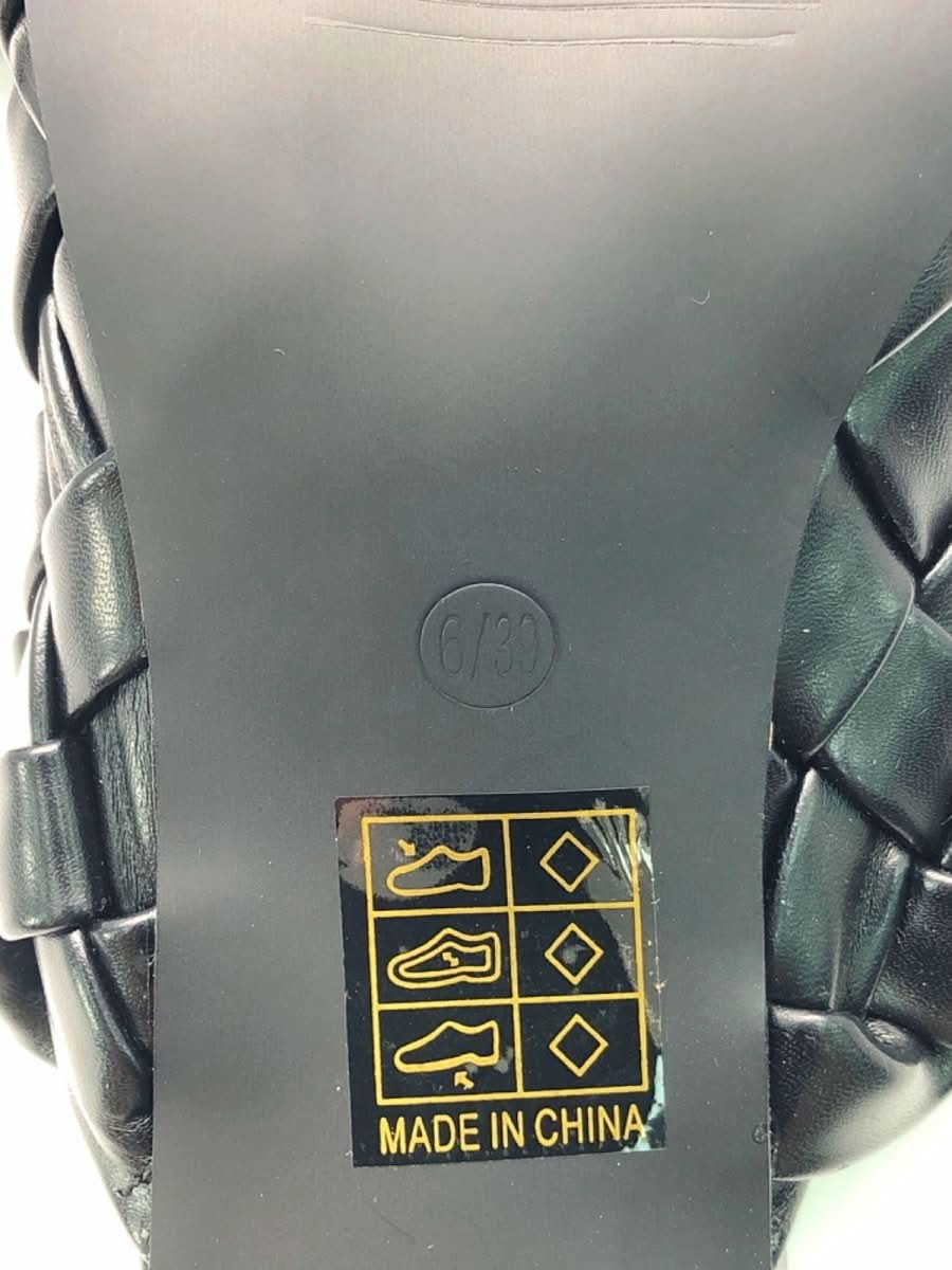 Warehouse Black Woven Slip - On Heeled Mule Size UK 6 - Reliked