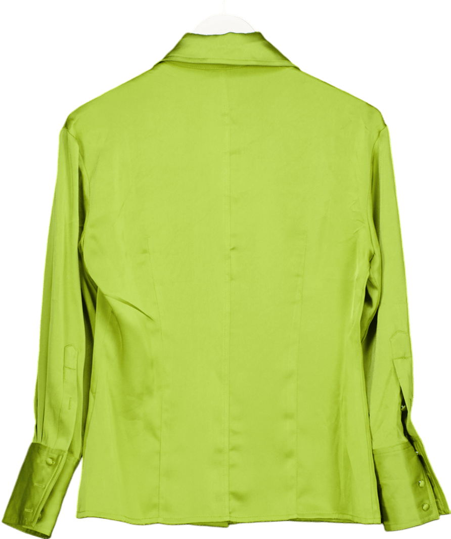 Warehouse Olive Green Satin Shirt UK 10 - Reliked