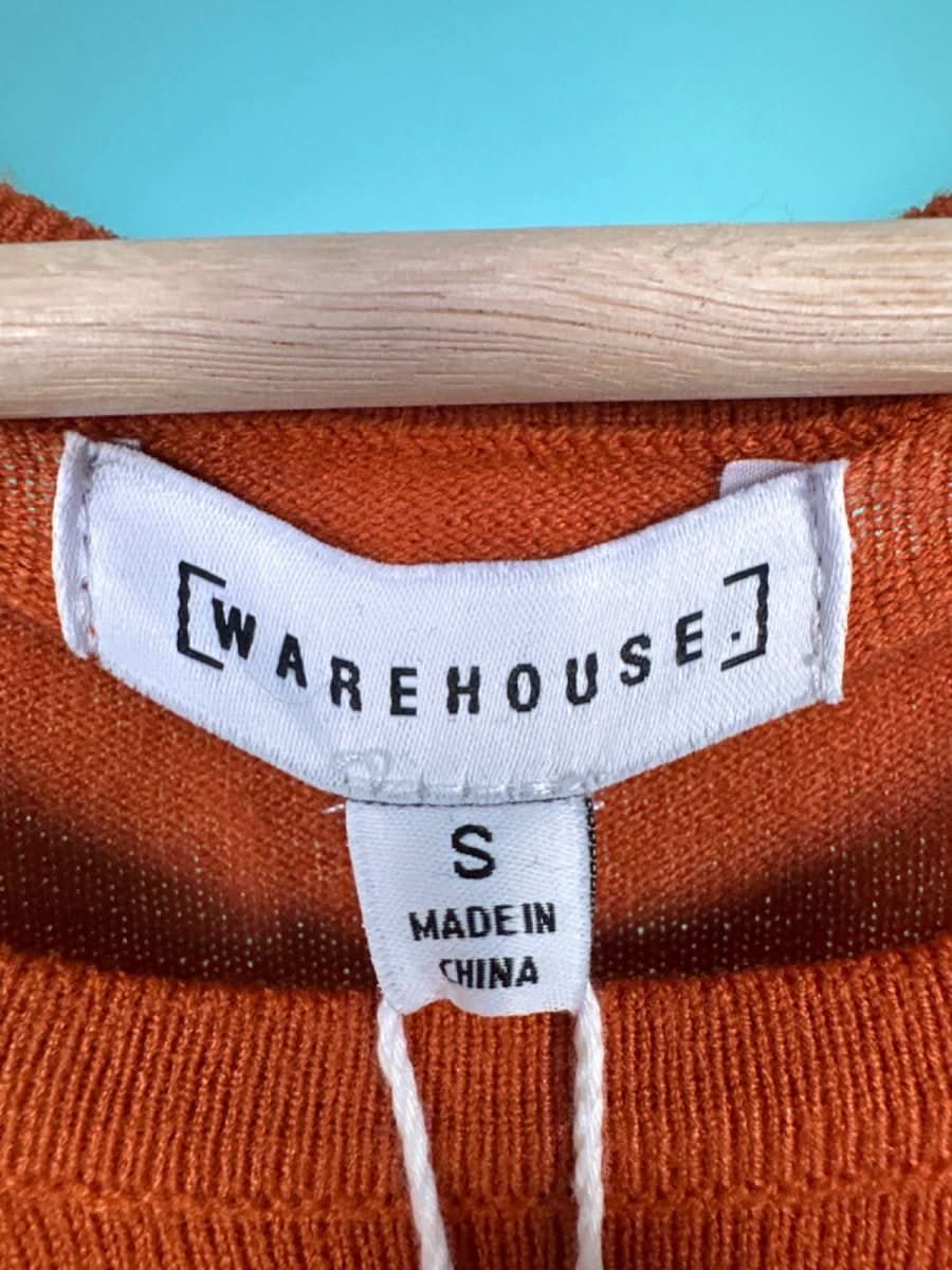 Warehouse Orange Mixed Rib Statement Dress UK S - Reliked