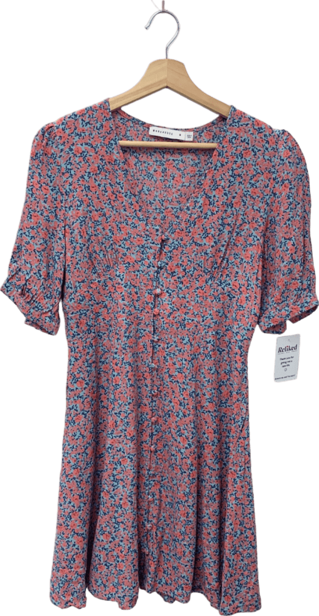 Warehouse Pink Floral Print Dress UK 8 - Reliked