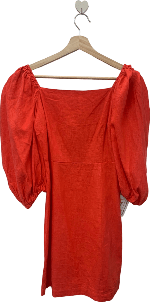 Warehouse Red Puff Sleeve Mini Dress UK 8 - Reliked