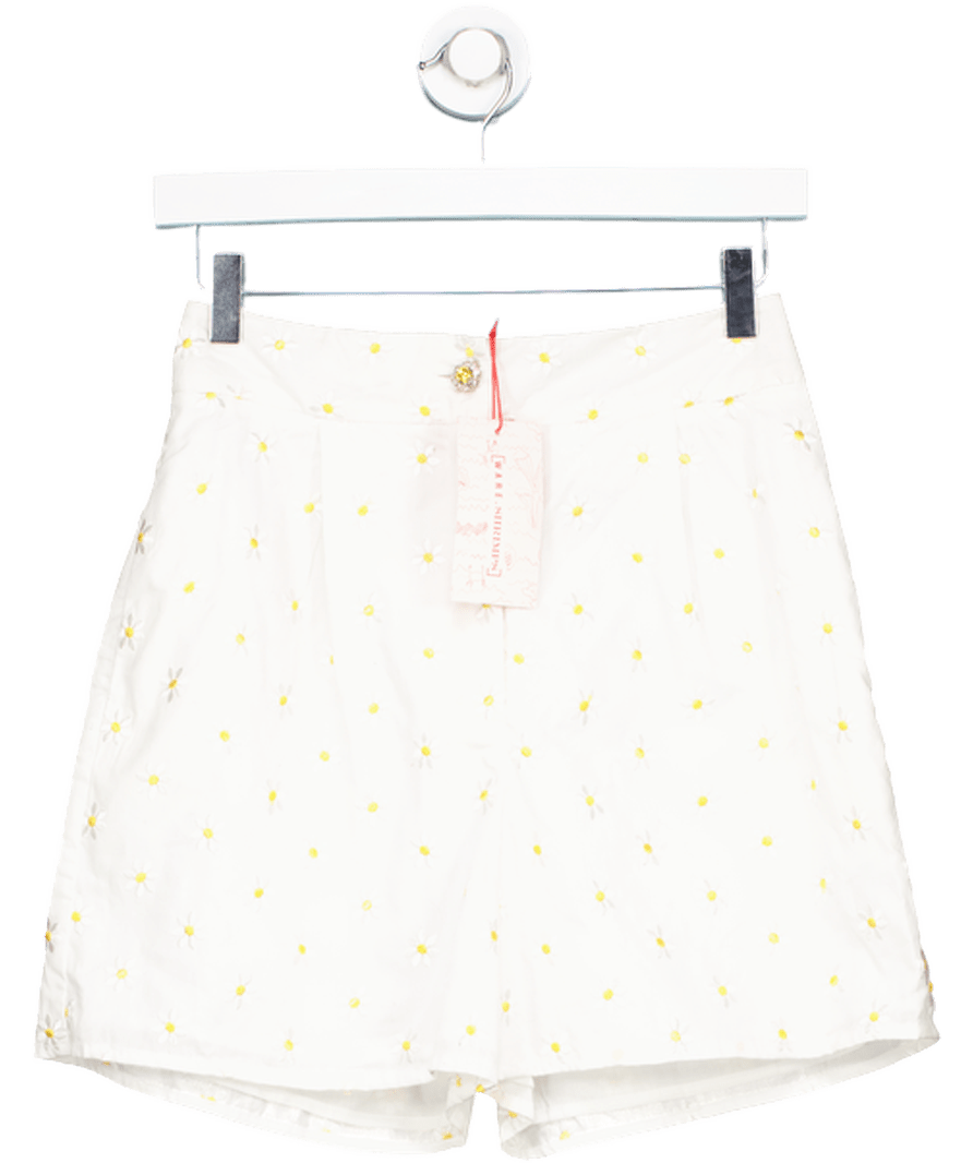 Warehouse X Shrimps White Daisy Embroidered Shorts UK 8 - Reliked