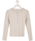 WAT. THE BRAND Beige Long Sleeve Ribbed Top UK XS - Reliked