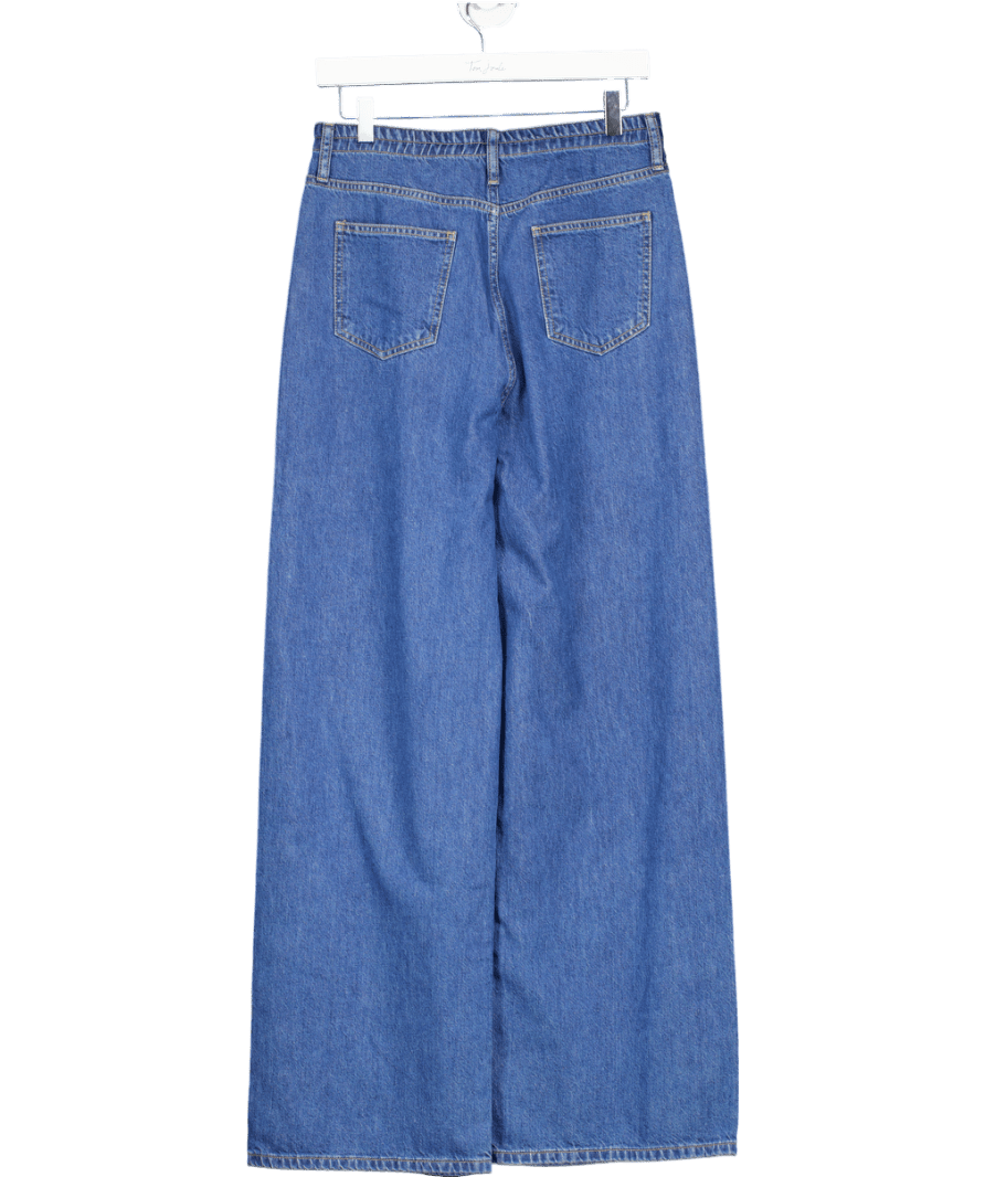 WAT. THE BRAND Mid Blue Drawstring Waist Wide Leg Jeans UK 10 - Reliked
