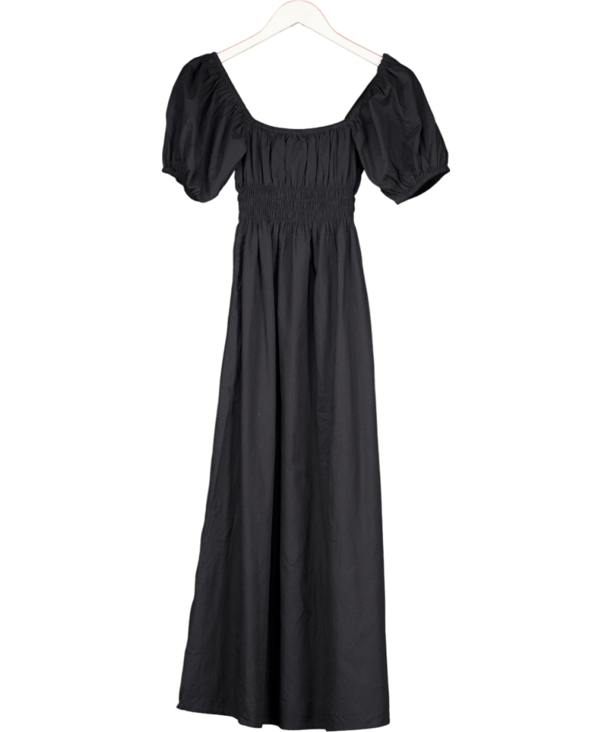 wat.the brand Black Shirred Puff Sleeve Dress UK XXS - Reliked