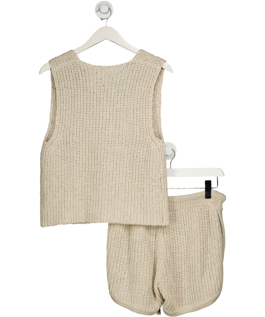 WE ARE Beige Cotton KnIt Shorts And Waistcoat Top Set One Size - Reliked