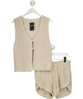 WE ARE Beige Cotton KnIt Shorts And Waistcoat Top Set One Size - Reliked