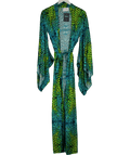 WE ARE LEONE Blue Leopard Belted Silk Kimono UK S/M - Reliked