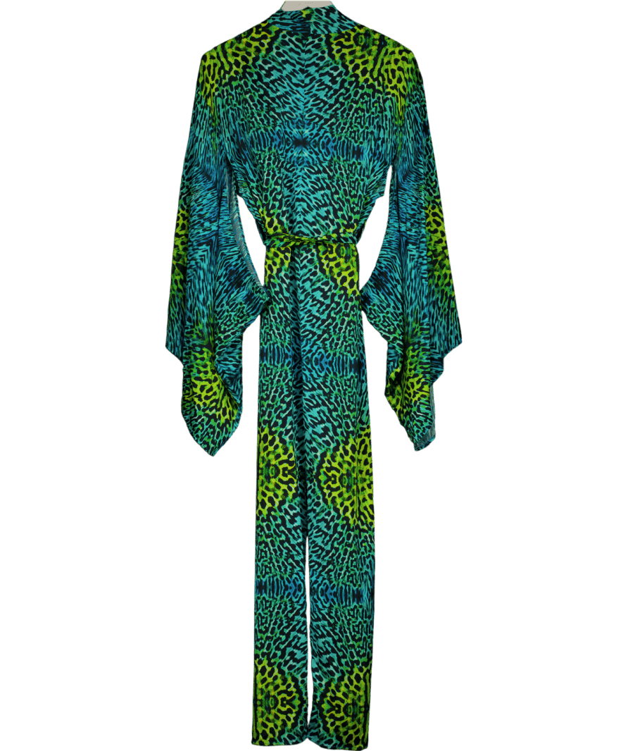 WE ARE LEONE Blue Leopard Belted Silk Kimono UK S/M - Reliked
