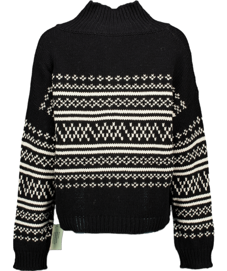 WE NORWEGIANS Setesdal Fair Isle Merino Wool And Cashmere - blend Sweater - Black UK S - Reliked