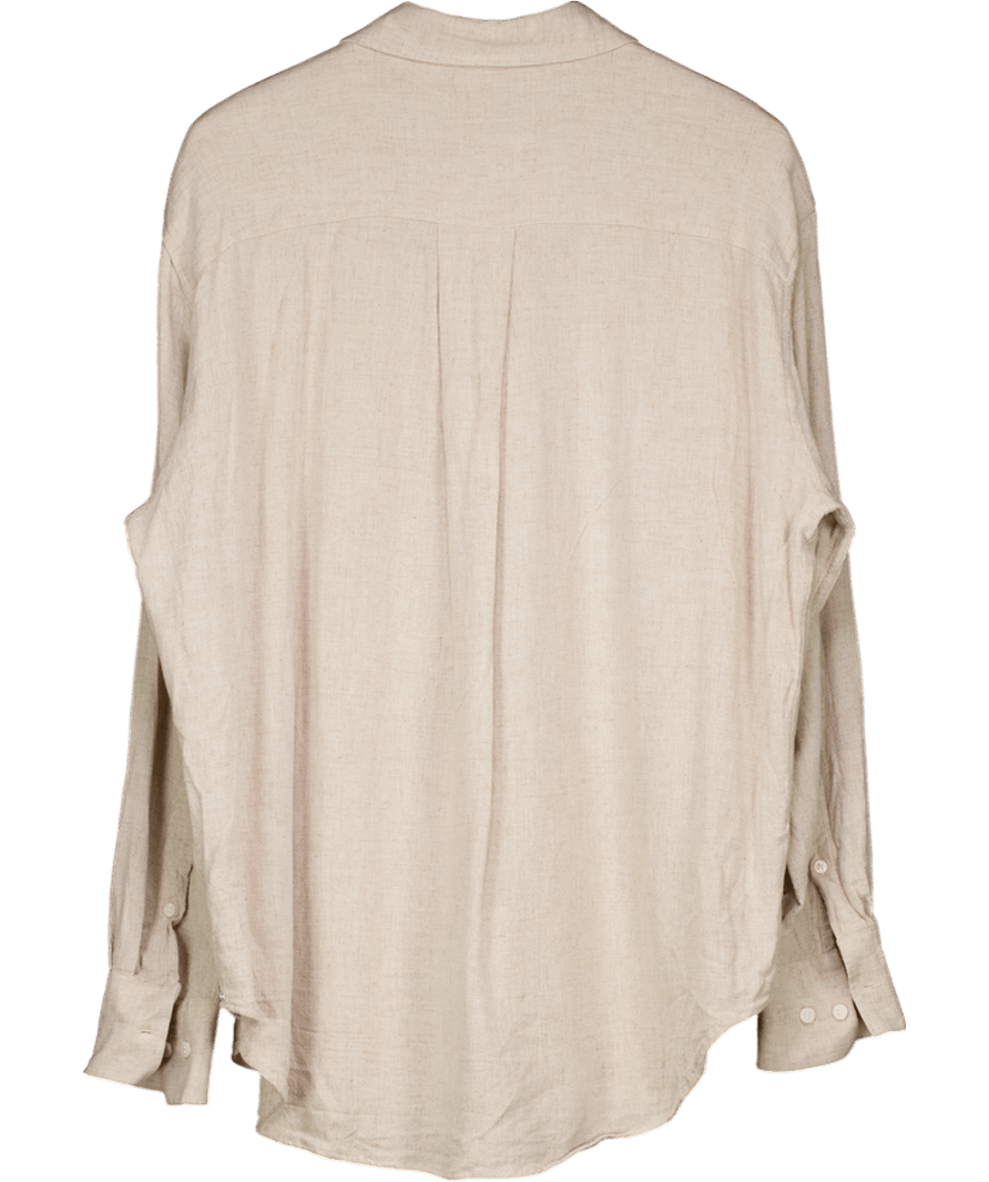 Weekday Beige Perfect Linen Mix Shirt UK S - Reliked