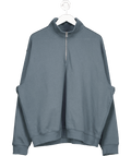Weekday Blue Loose Half Zip Sweatshirt UK L - Reliked