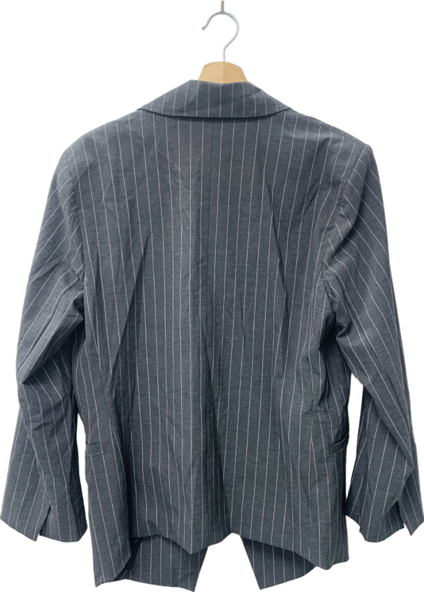 Weekday Charcoal Grey Pinstriped Marlin Oversized Blazer UK XS - Reliked