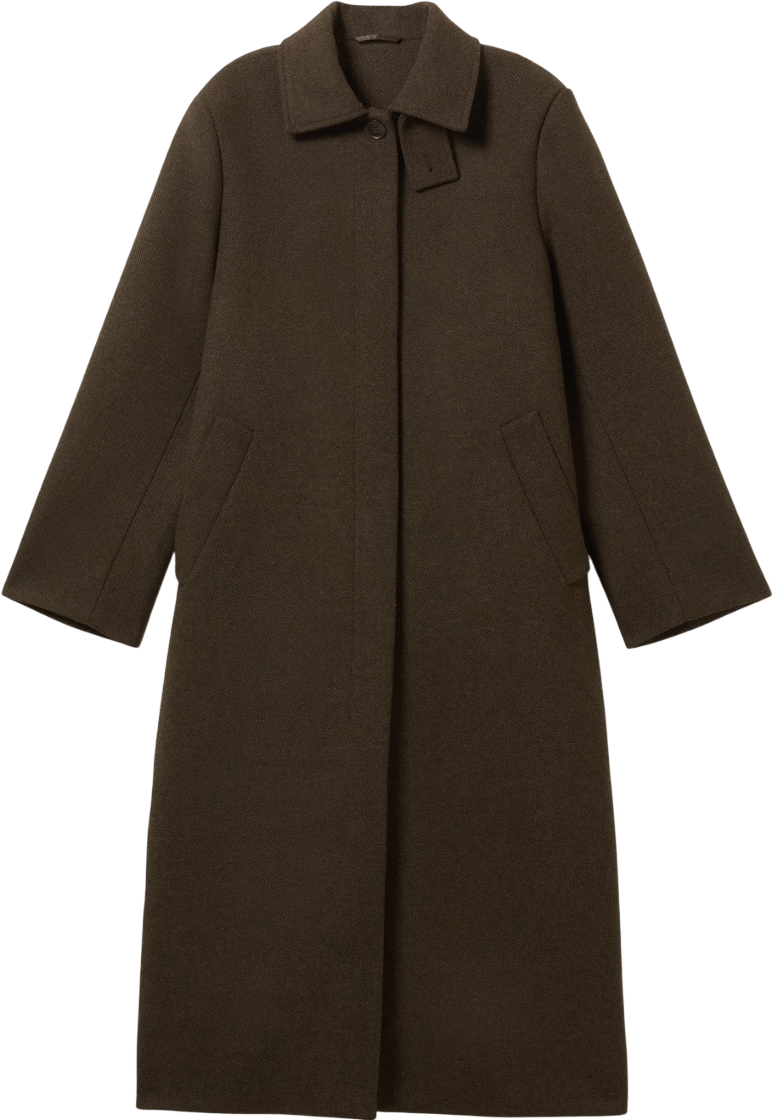Weekday Dark Brown Classic Oversized Wool Blend Coat UK S - Reliked