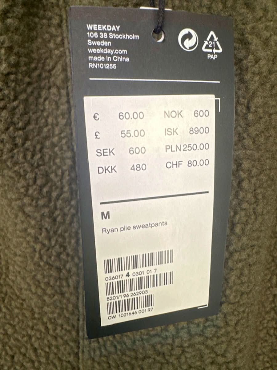 Weekday Green Ryan Pile Sweatpants M - Reliked