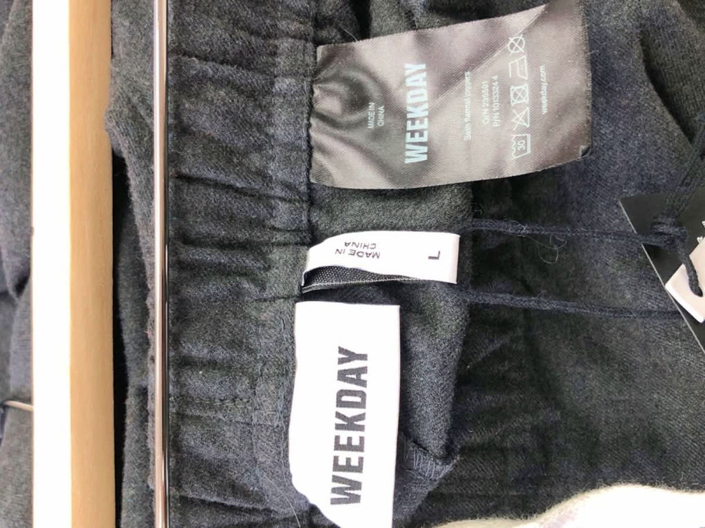 Weekday Grey Seth Flannel Joggers UK L - Reliked
