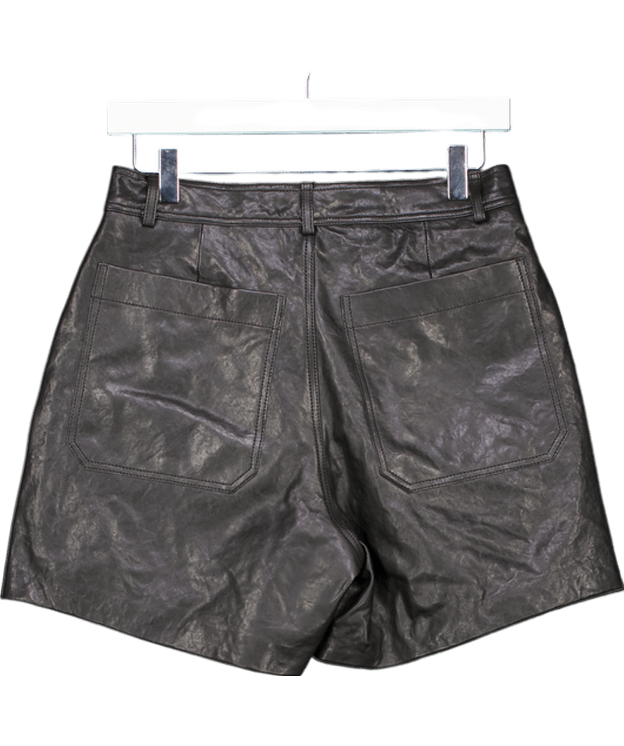 Weekend by Maxmara Black Virgola Leather Shorts UK 4 - Reliked