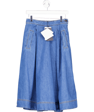 Weekend by Maxmara Blue Dry A-line Denim Midi Skirt UK 6