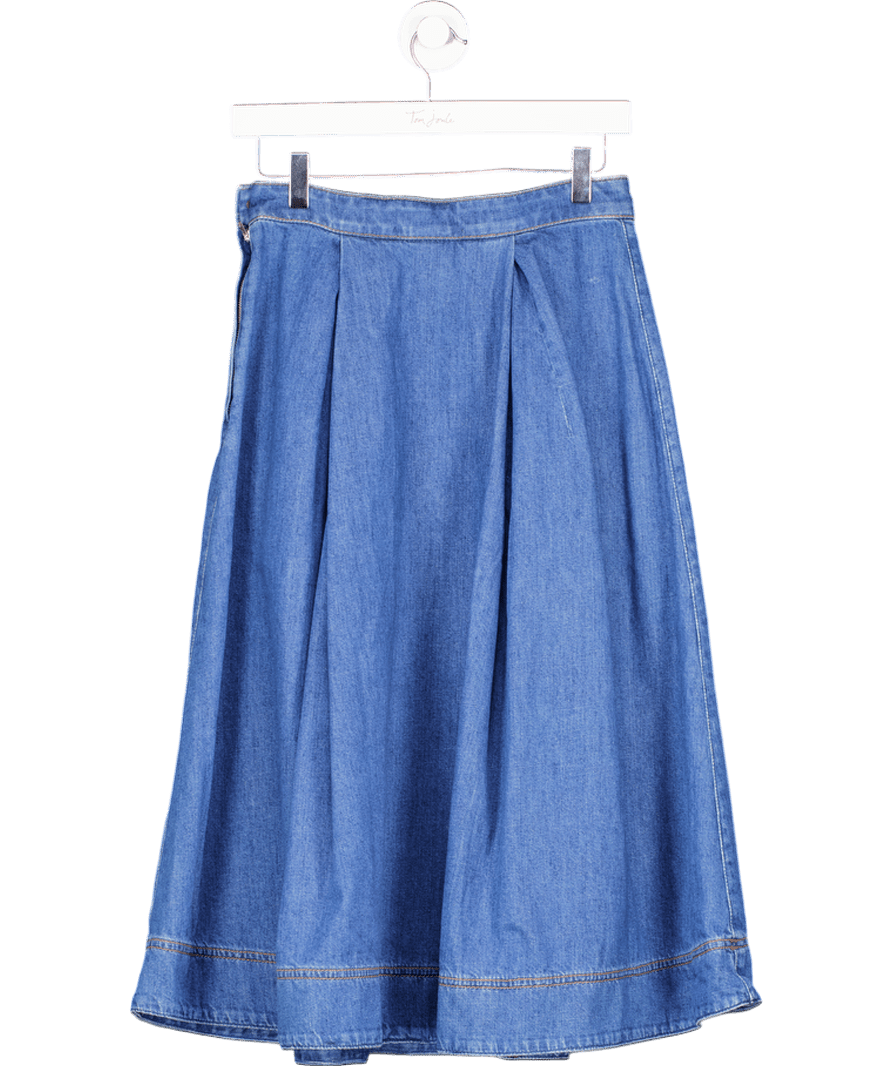 Weekend by Maxmara Blue Dry A - line Denim Midi Skirt UK 6 - Reliked