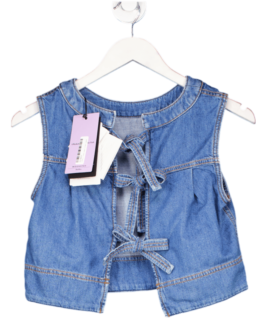 Weekend by Maxmara Blue Magia Denim Tie Back Crop Top UK 6 - Reliked